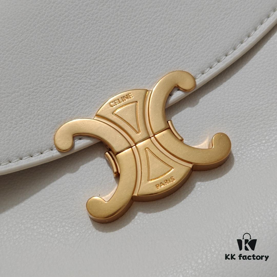 Top-Grade Cowhide, Crisply Textured Leather, Celine 2024 New Arrival Archlight Handbag, Minimalist and Elegant Design in Large Size 25cm