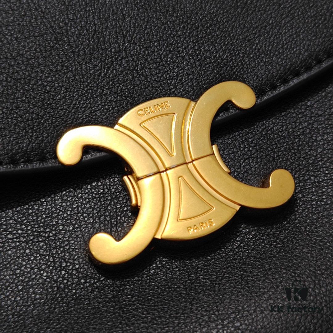 Top-Grade Cowhide, Crinkle Grain Leather, Celine 2024 New Arrival Archway Handbag, Minimalist and Exquisite Design in Large Size 25cm