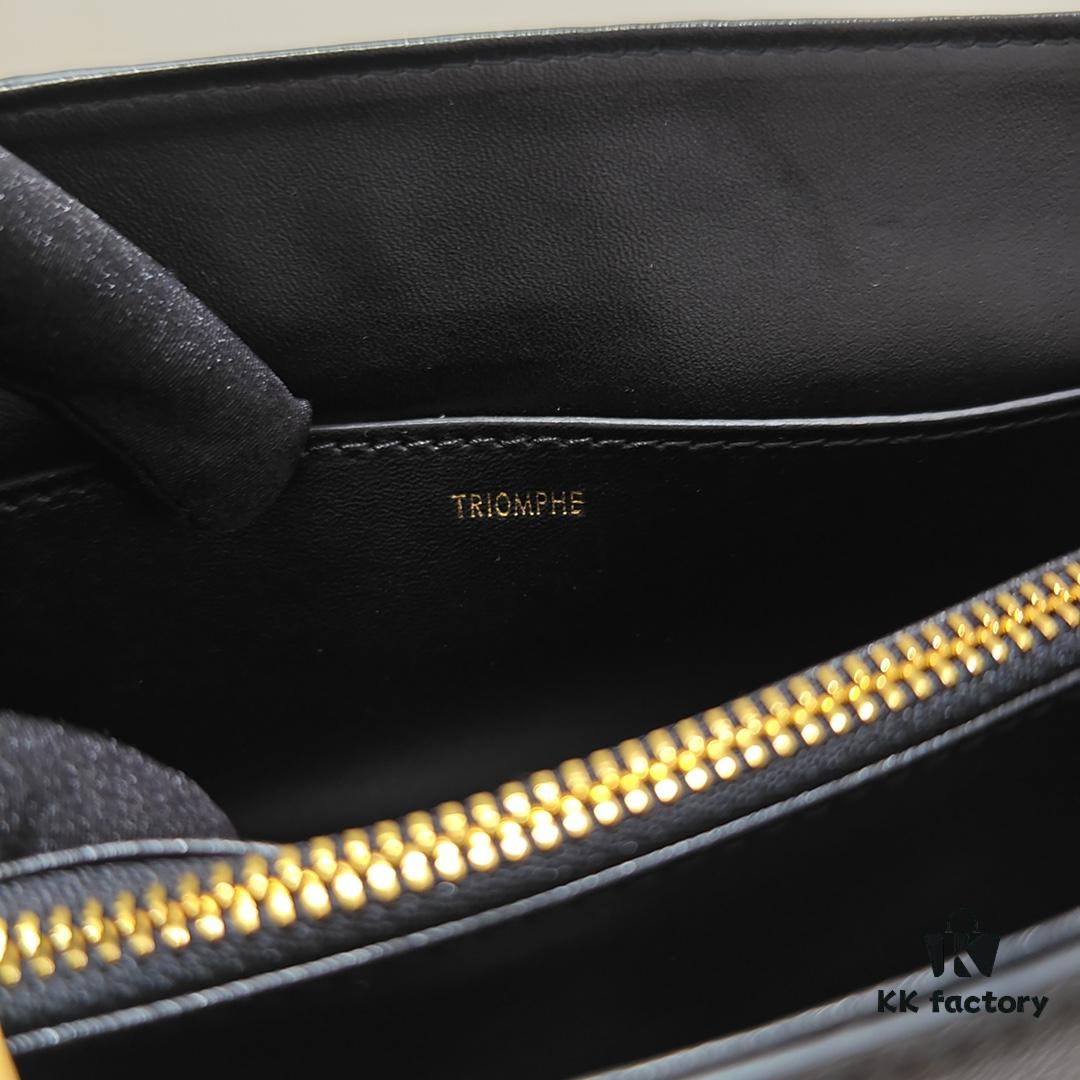 Top-Grade Cowhide, Crinkle Grain Leather, Celine 2024 New Arrival Archway Handbag, Minimalist and Exquisite Design in Large Size 25cm