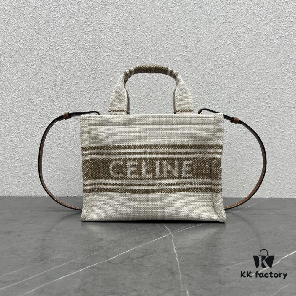 CABAS THAIS Small Celine Striped Fabric Tote Bag - Handheld, Shoulder, Crossbody