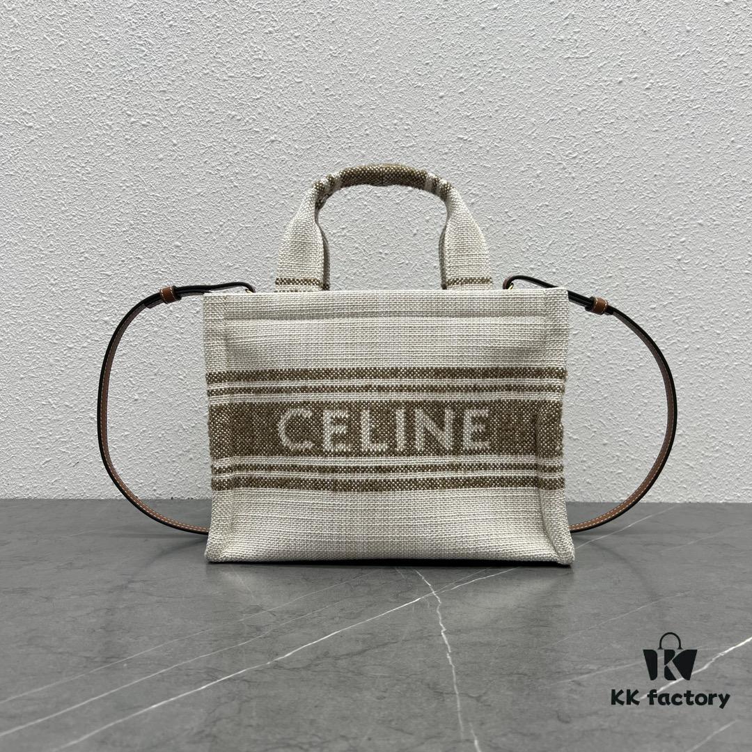 CABAS THAIS Small Celine Striped Fabric Tote Bag - Handheld, Shoulder, Crossbody