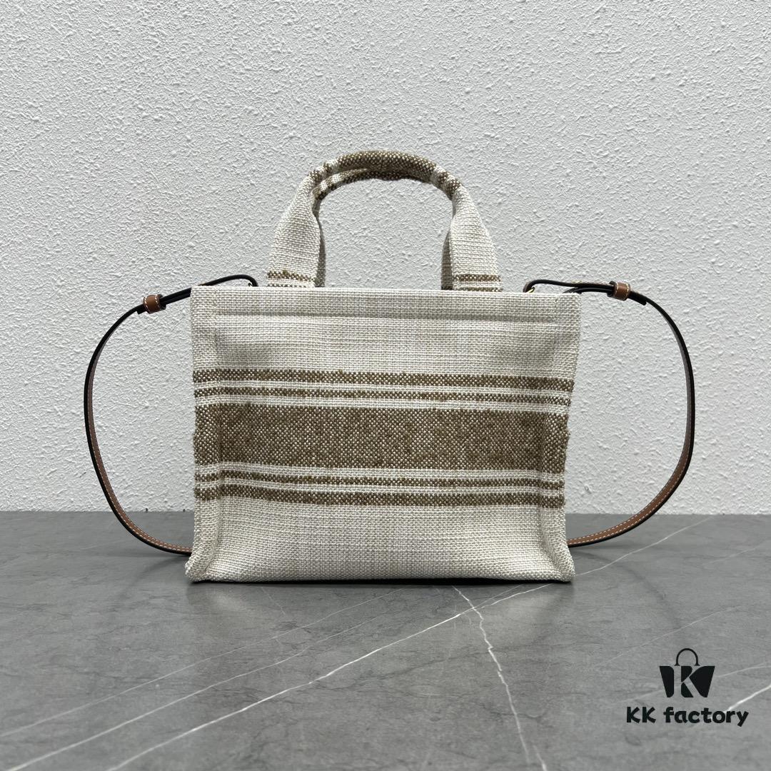 CABAS THAIS Small Celine Striped Fabric Tote Bag - Handheld, Shoulder, Crossbody