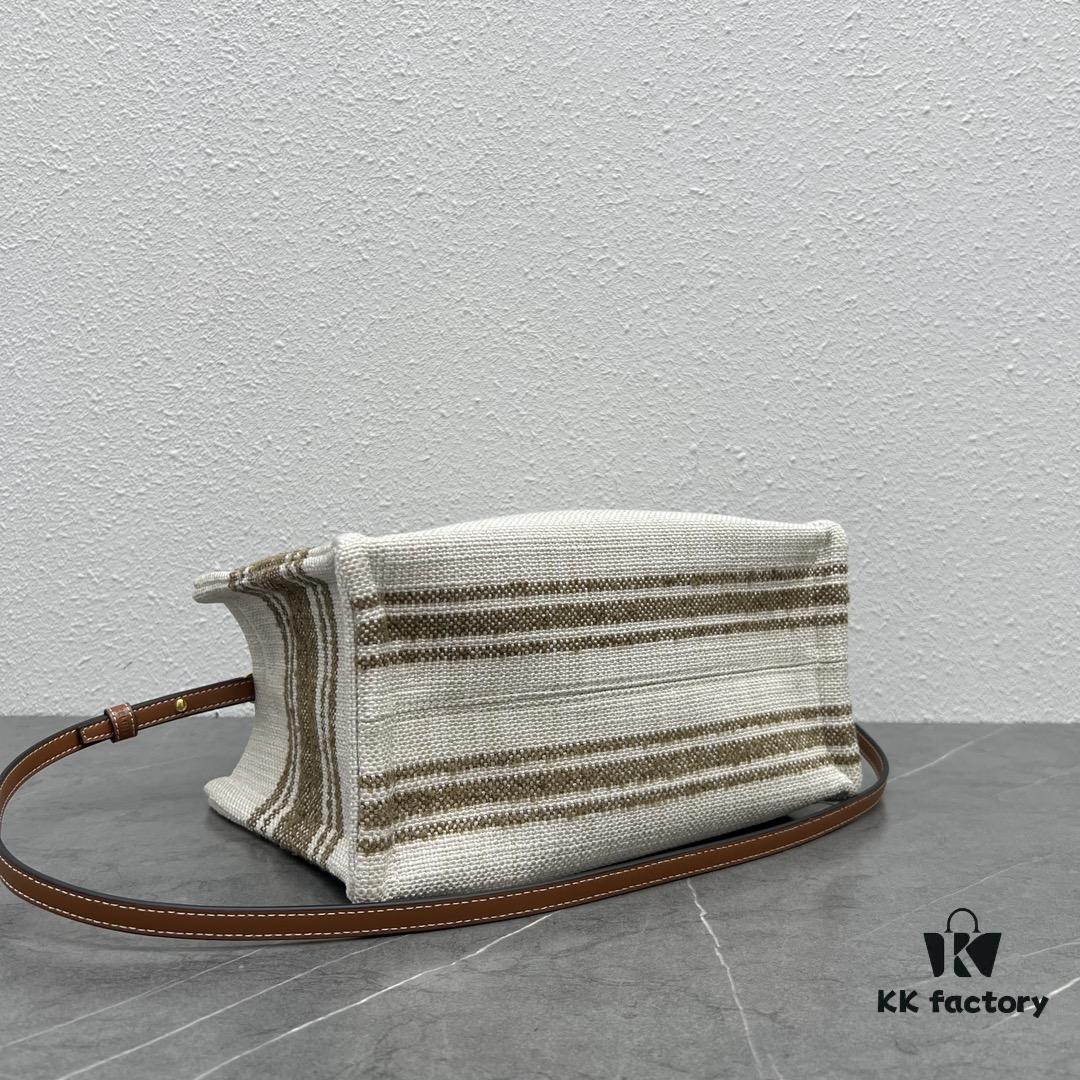 CABAS THAIS Small Celine Striped Fabric Tote Bag - Handheld, Shoulder, Crossbody