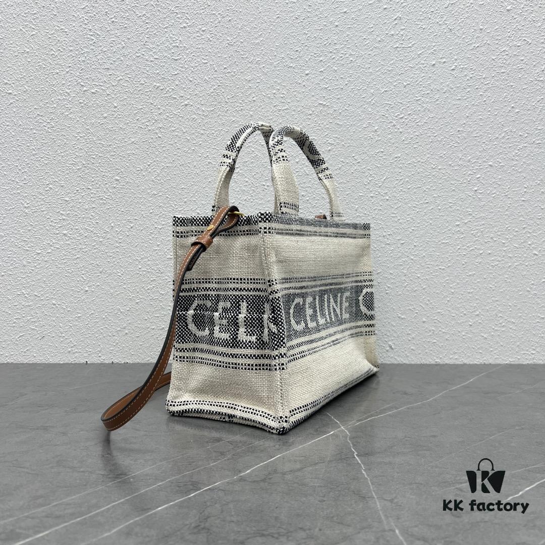 CABAS THAIS Small Celine Jacquard Striped Fabric Tote Bag - Handheld, Shoulder or Crossbody