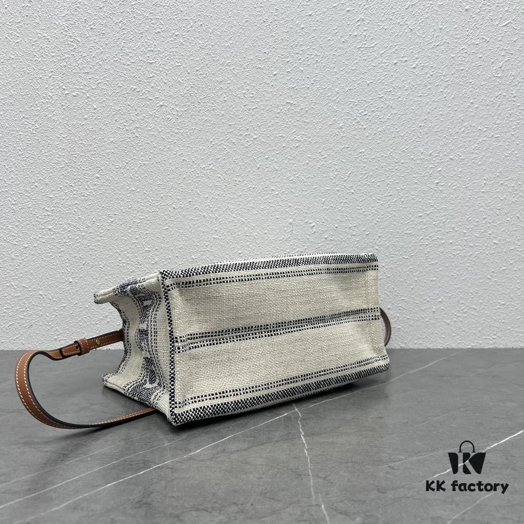 CABAS THAIS Small Celine Jacquard Striped Fabric Tote Bag - Handheld, Shoulder or Crossbody