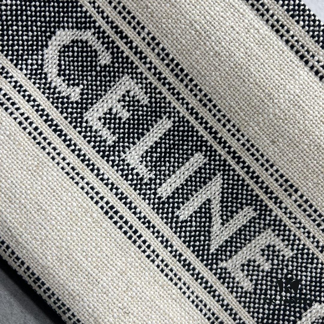 CABAS THAIS Small Celine Jacquard Striped Fabric Tote Bag - Handheld, Shoulder or Crossbody