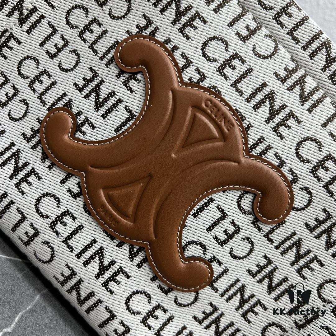 CELINE CABAS THAIS | New Autumn All-Over Printed Fabric Mini Tote, Small Leather Trimmed Bag with Flat Interior Pocket and Two Exterior Flap Pockets