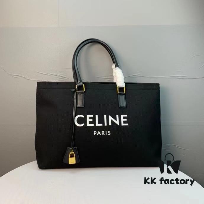 New Arrival 🔅 CABAS CELINE Canvas and Calfskin Crossbody Tote Bag