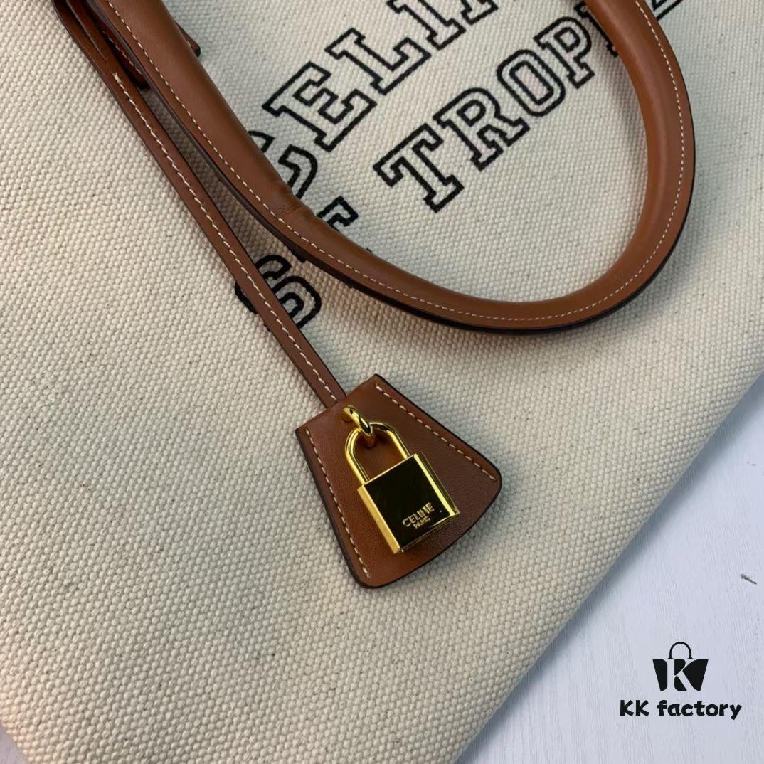 New Arrival 🔅 CABAS CELINE Canvas and Calfskin Crossbody Tote Bag