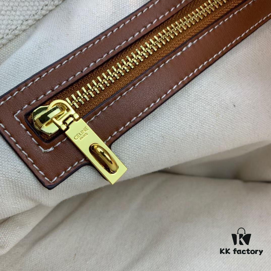 New Arrival 🔅 CABAS CELINE Canvas and Calfskin Crossbody Tote Bag