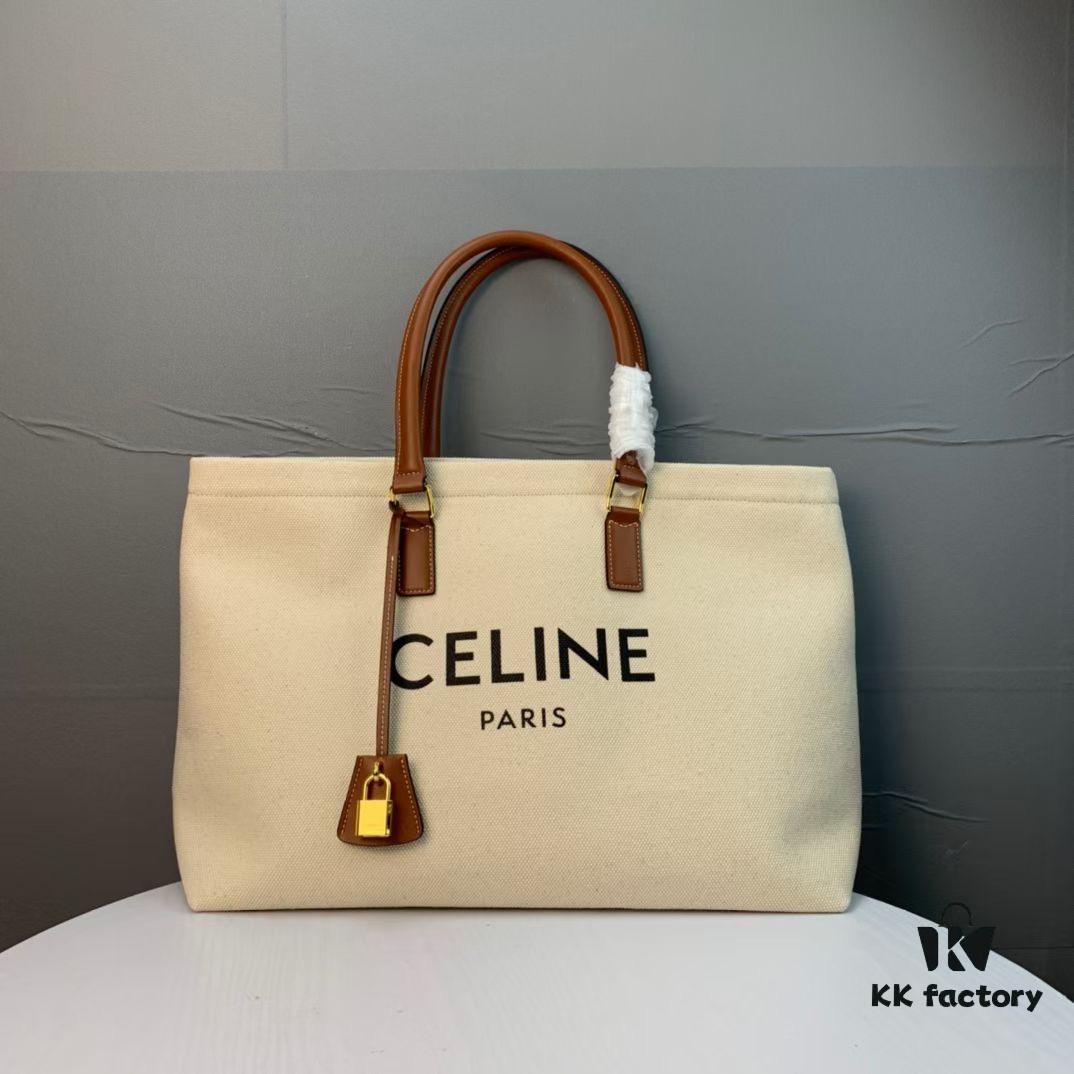 New Arrival 🔅 CABAS CELINE Printed Canvas and Calfskin Crossbody Tote Bag