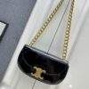 Upgraded Release Celine 2024 New Model Chain Half-Moon Bag, Box Leather with Arc de Triomphe Metal Clasp Closure