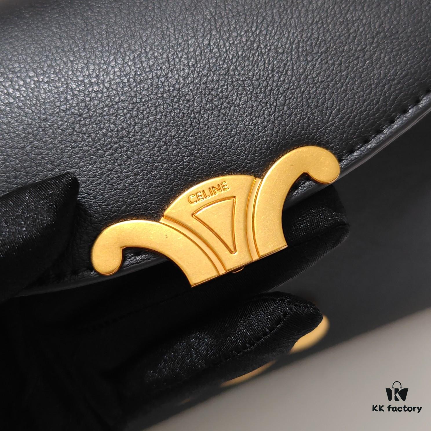 Top-tier Release Celine 2024 New Archival Handbag, Crinkled Leather, Minimalist and Exquisite Small Size: 20.5x13x8