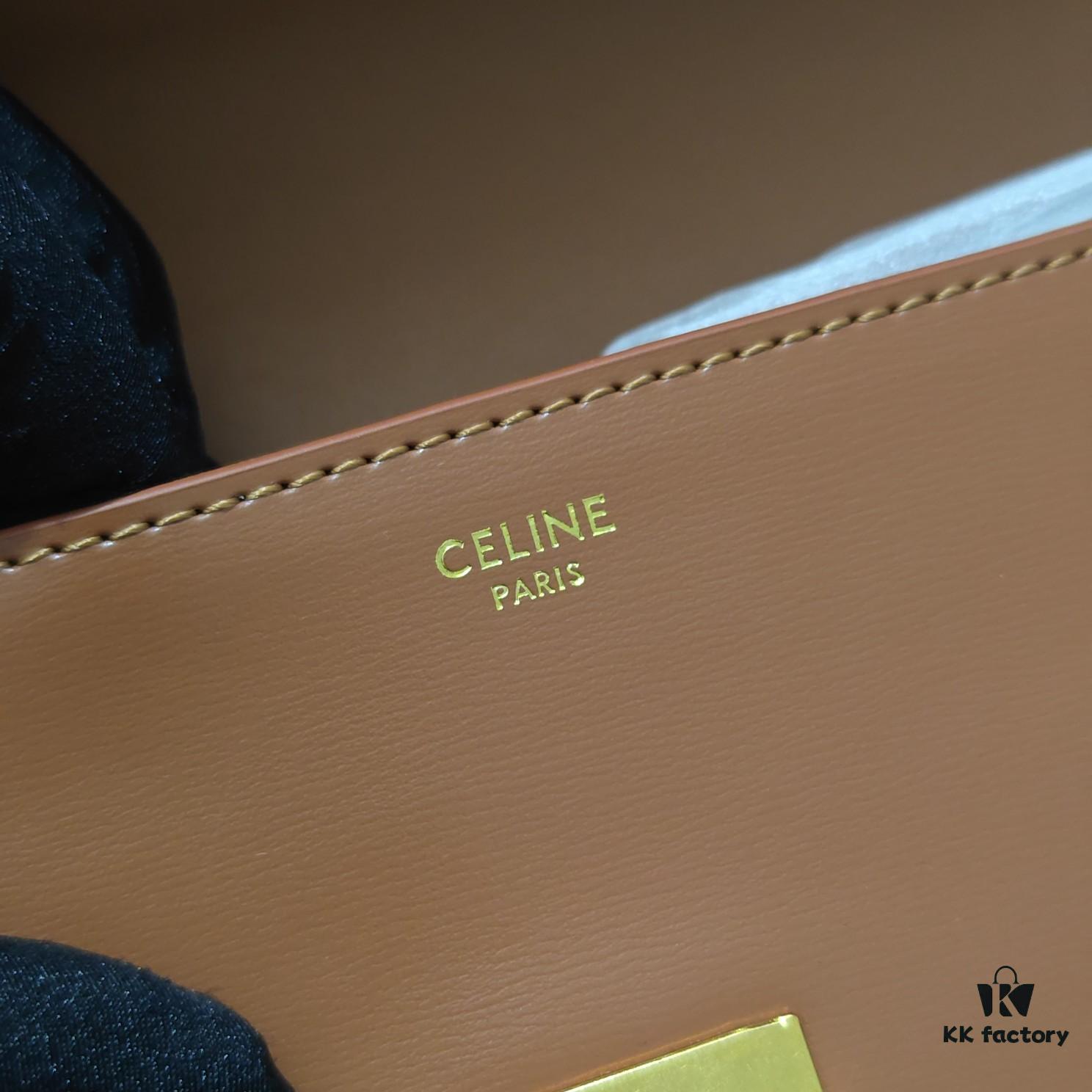 Top Quality Original Celine Triomphe Classic Shoulder Bag, Patent Leather with Needle Grain, Can Be Carried Underarm, by Hand or Crossbody, Perfect Color and Structure, Elegant and Three-dimensional Design