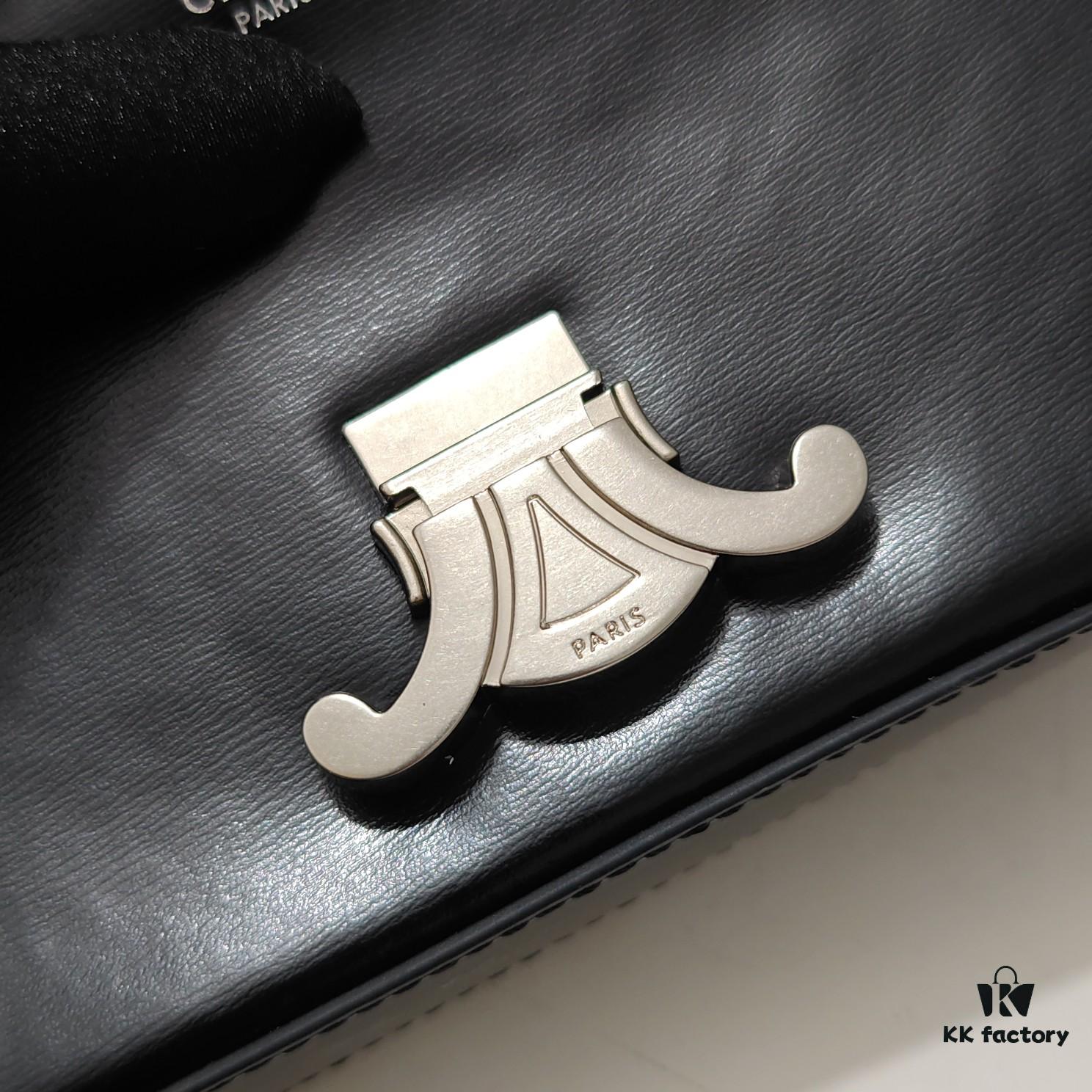 Top Quality Original Celine Triomphe Classic Crossbody Bag, Veined Calfskin Leather, Can Be Carried Underarm, by Hand or Shoulder Strap