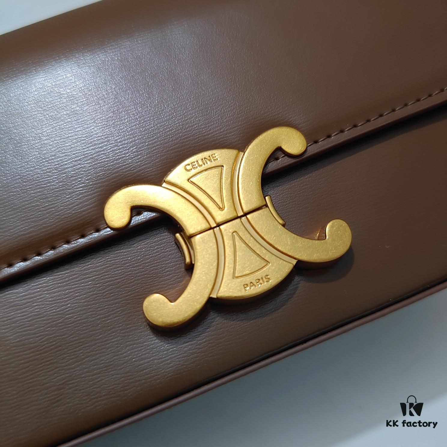 Top Quality Original Celine Triomphe Classic Crossbody Bag, Veined Calfskin Leather, Can Be Carried Underarm, by Hand or Crossbody