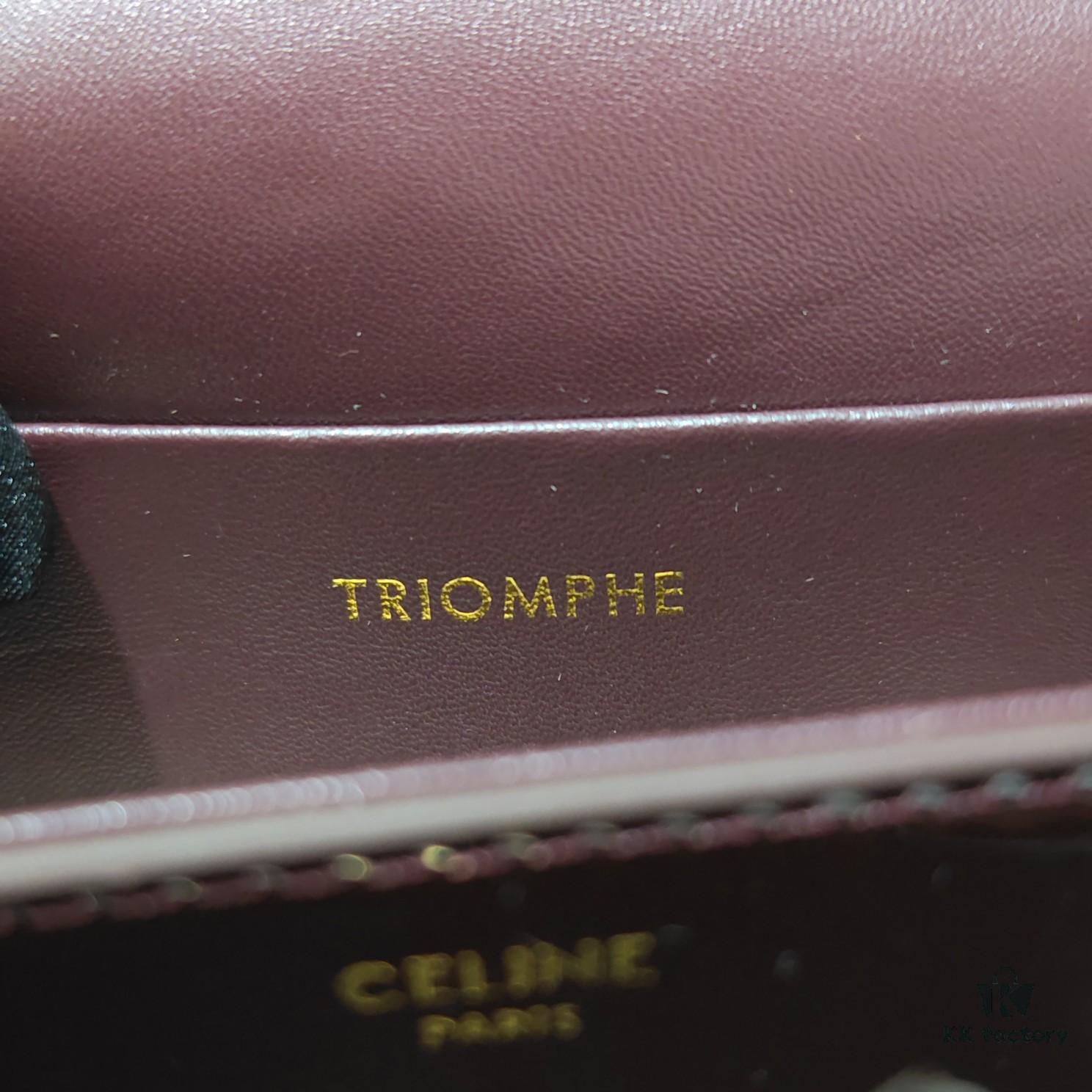 Top Quality Original Celine Triomphe Classic Underarm Bag New Patent Chocolate Brown