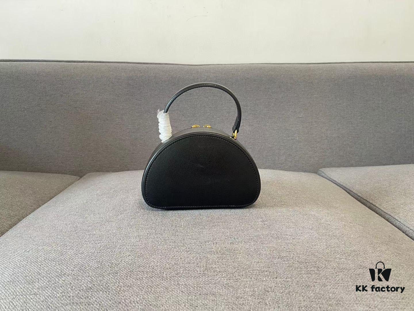 Celine New Logo Print Half-Moon Mini Bag, Black, Genuine Leather Trim, Adjustable Detachable Strap