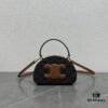 Celine New Logo Printed Half-Moon Bag - Mini Leather Handbag with Adjustable Strap