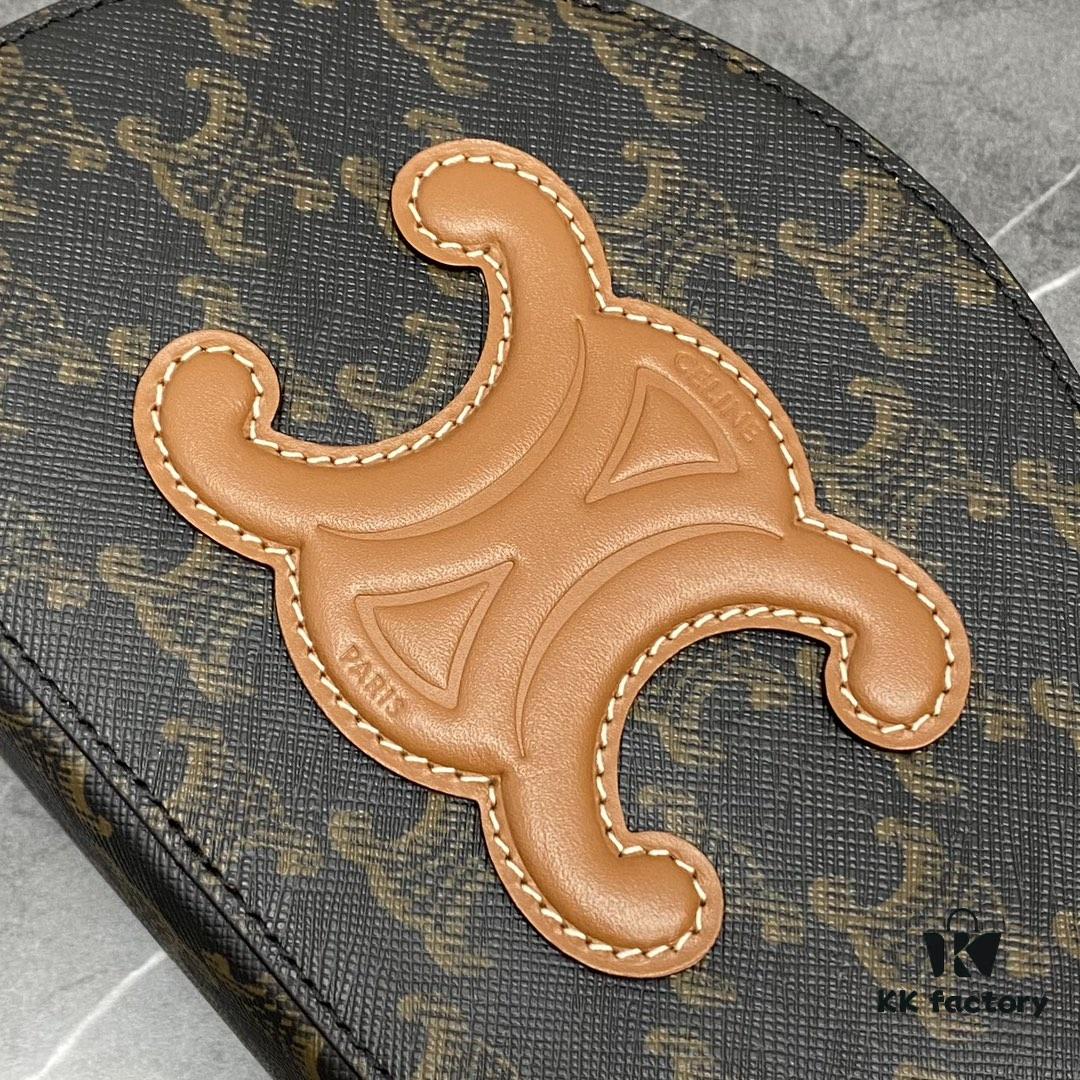 Celine New Logo Printed Half-Moon Bag - Mini Leather Handbag with Adjustable Strap