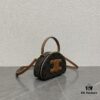 Celine New Logo Printed Half-Moon Bag - Mini Leather Handbag with Adjustable Strap