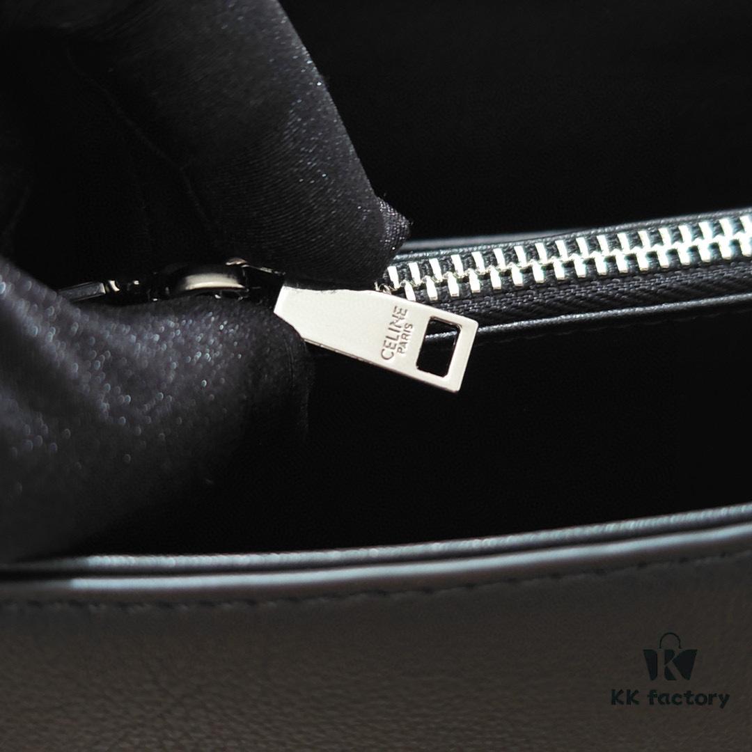 Top-Grade Cowhide, Crinkle Grain Leather, Celine 2024 New Arrival Arc Triomphe Bag, Minimalist and Elegant Design in Large Size 25cm