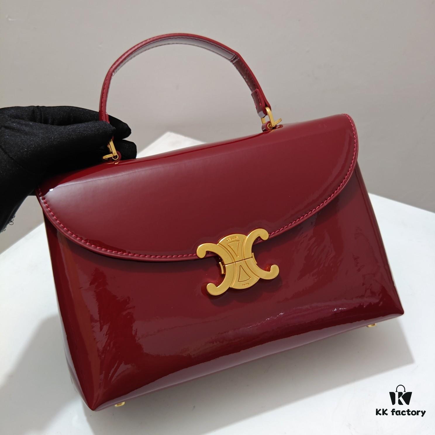 Top-Grade Cowhide New Style Patent Leather Celine 2024 Avant Bag Large 25cm
