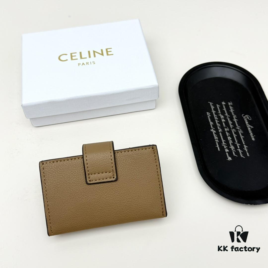 Celine 794 Black Brown Smoke Grey 10.5*6 Accordion Fold Card Holder