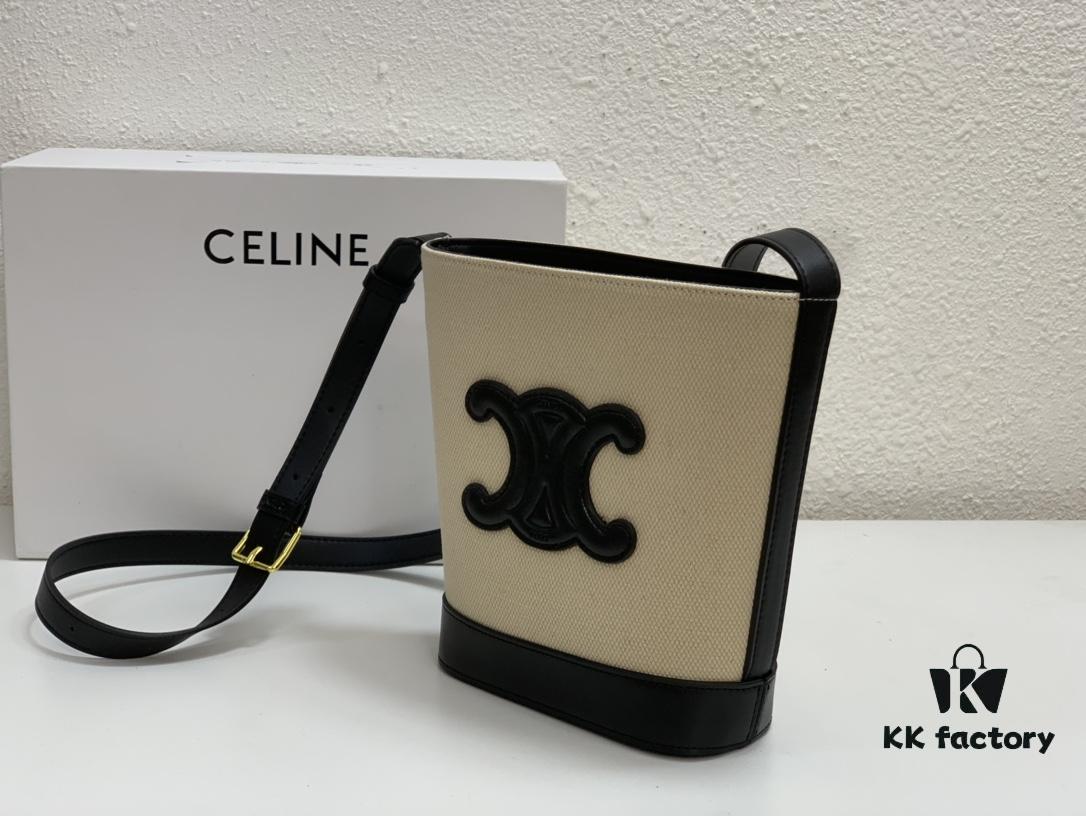 Celine Extra Mini Bucket Bag, New Arrival for Early Spring, Delicately Compact with Canvas and Cowhide Leather, Fits Phone and Small Essentials