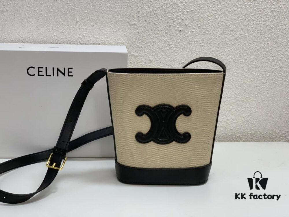 Celine Extra Mini Bucket Bag, New Arrival for Early Spring, Delicately Compact with Canvas and Cowhide Leather, Fits Phone and Small Essentials