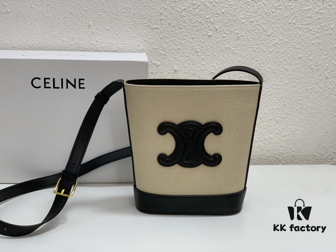 Celine Extra Mini Bucket Bag, New Arrival for Early Spring, Delicately Compact with Canvas and Cowhide Leather, Fits Phone and Small Essentials