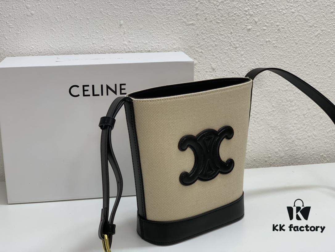 Celine Extra Mini Bucket Bag, New Arrival for Early Spring, Delicately Compact with Canvas and Cowhide Leather, Fits Phone and Small Essentials