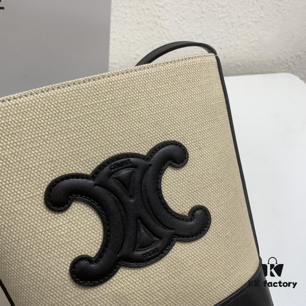 Celine Extra Mini Bucket Bag, New Arrival for Early Spring, Delicately Compact with Canvas and Cowhide Leather, Fits Phone and Small Essentials