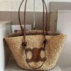 Celine Wicker Handwoven Raffia Bag, Official Website Style, Essential for Summer Beach Travel