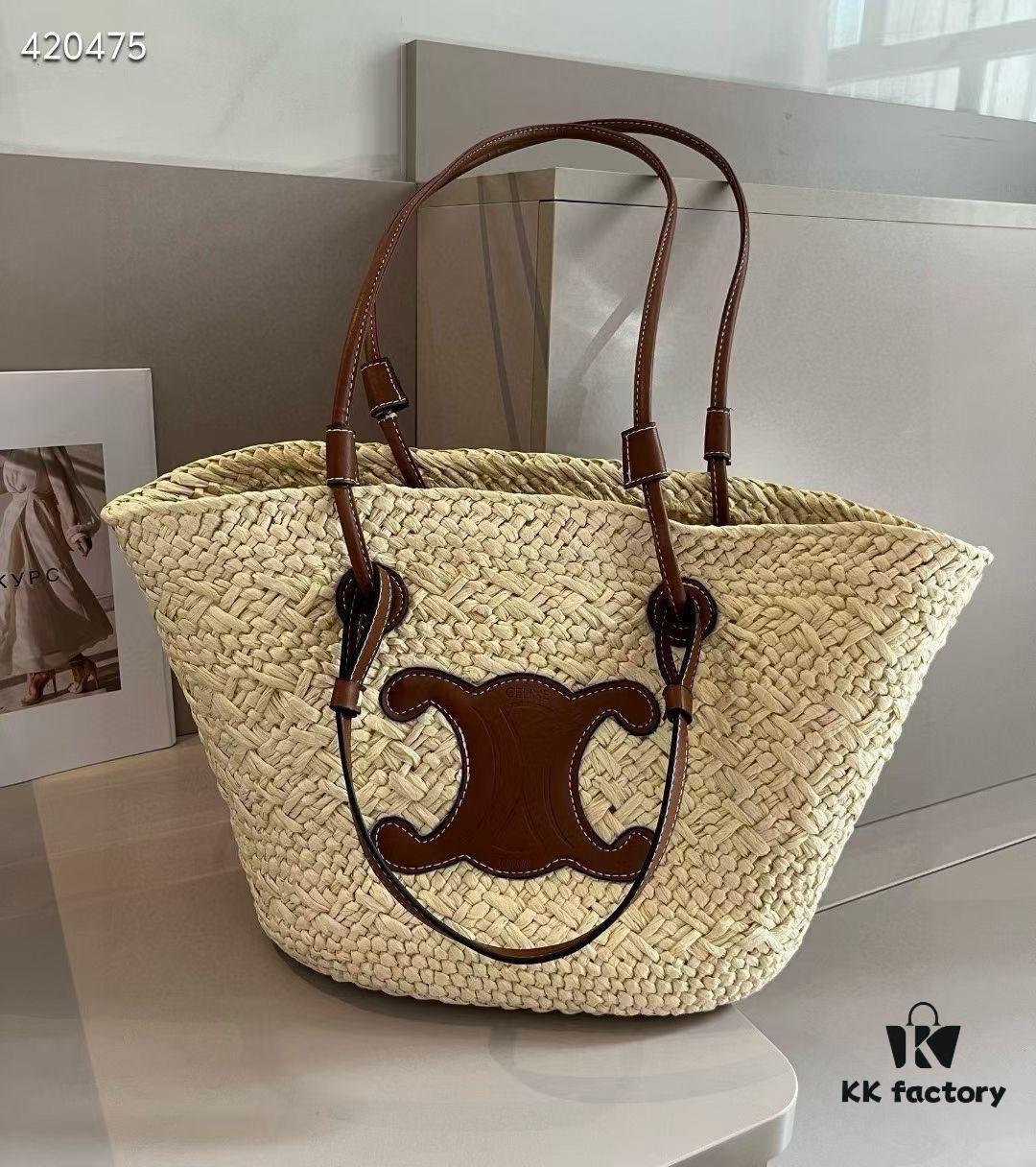 Celine Woven Raffia Handbag, Official Website Style, Summer Beach Essential