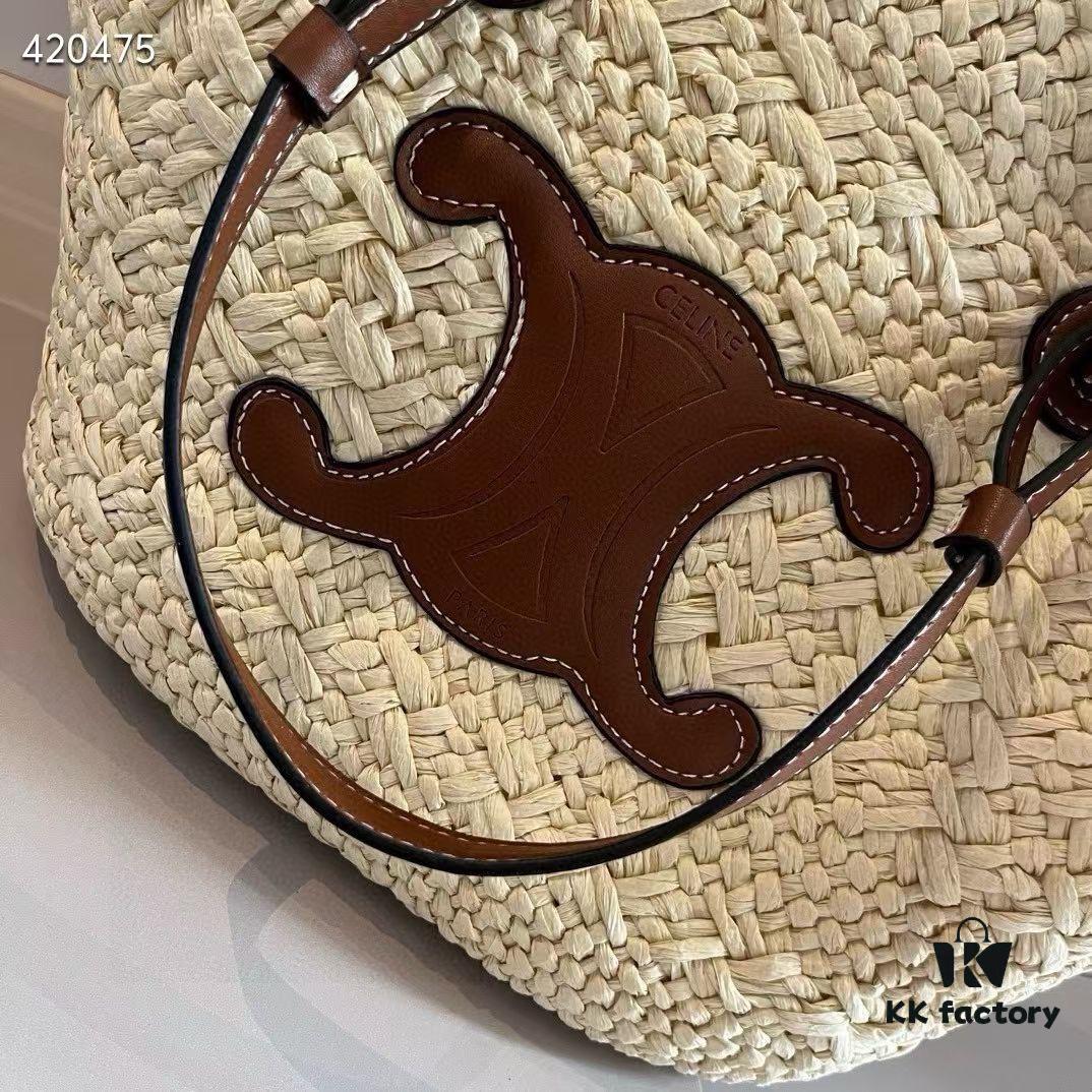 Celine Woven Raffia Handbag, Official Website Style, Summer Beach Essential