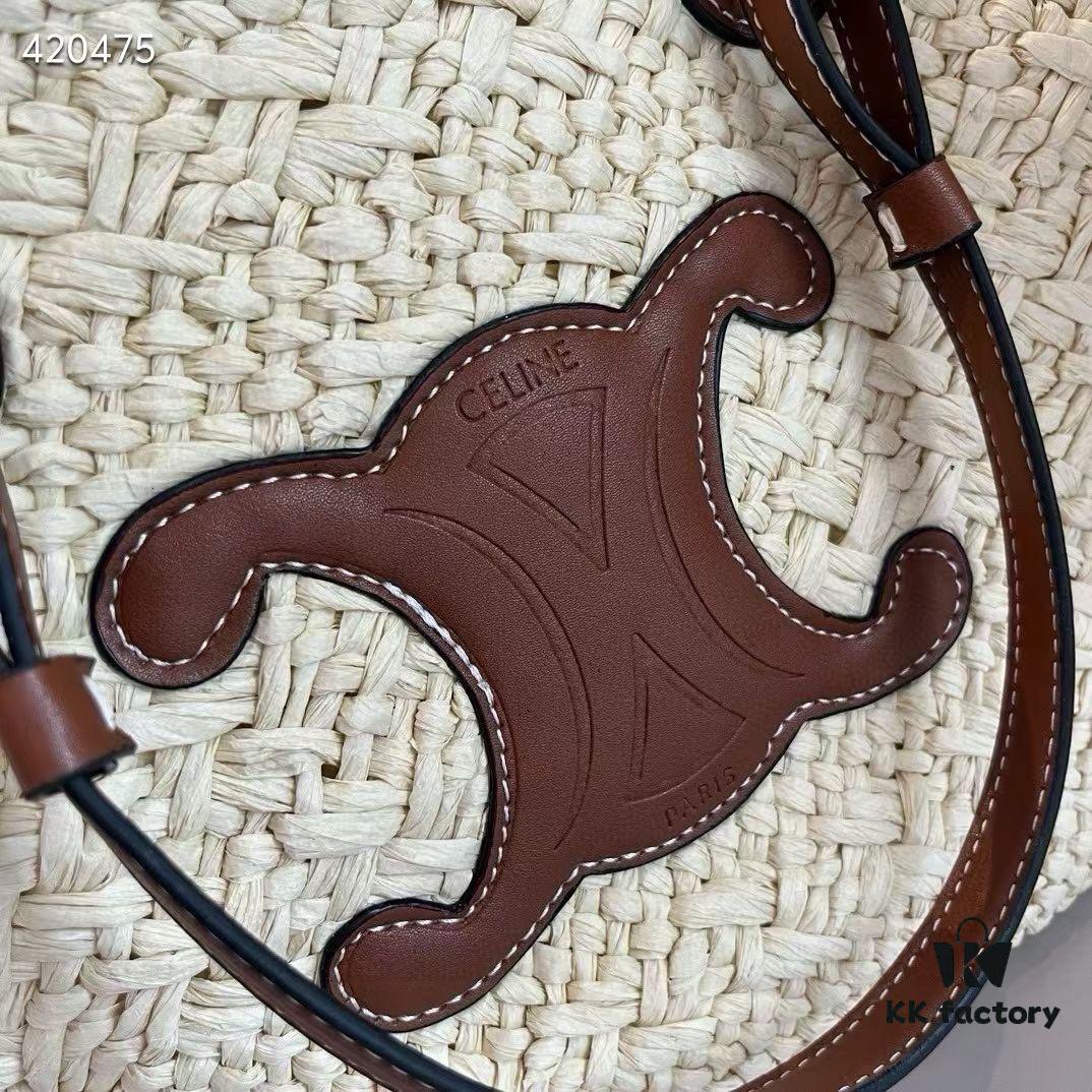 Celine Woven Raffia Handbag, Official Website Style, Summer Beach Essential