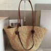 Celine Wicker Handwoven Raffia Bag, Official Website Style, Essential for Summer Beach Travel