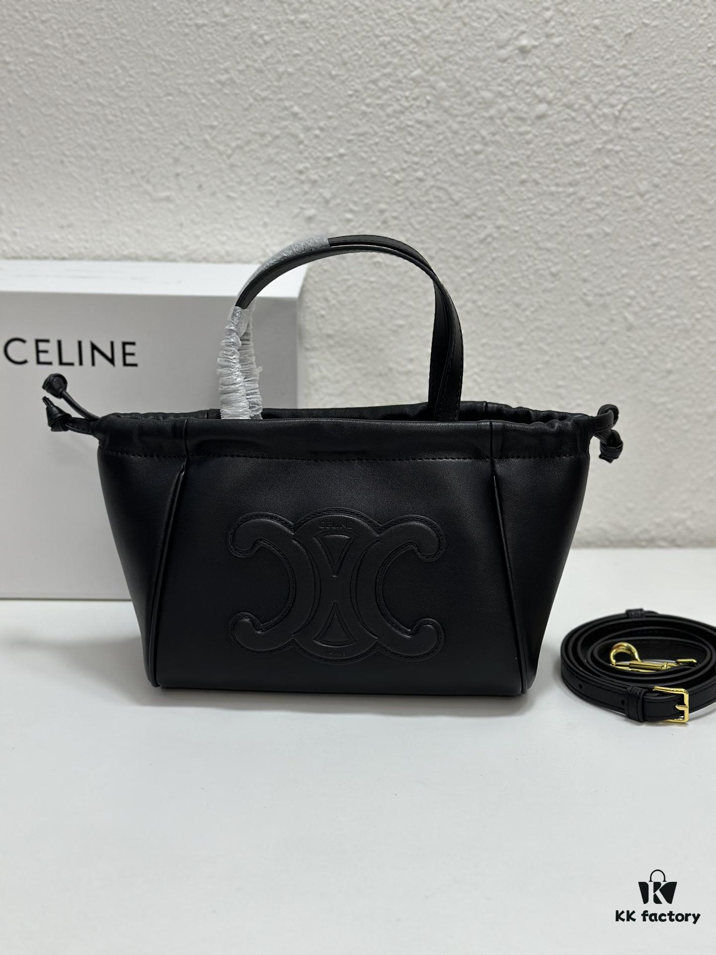 CELINE | Mini Smooth Calfskin Drawstring Tote Bag 💛 Latest MINI CUIR CABAS