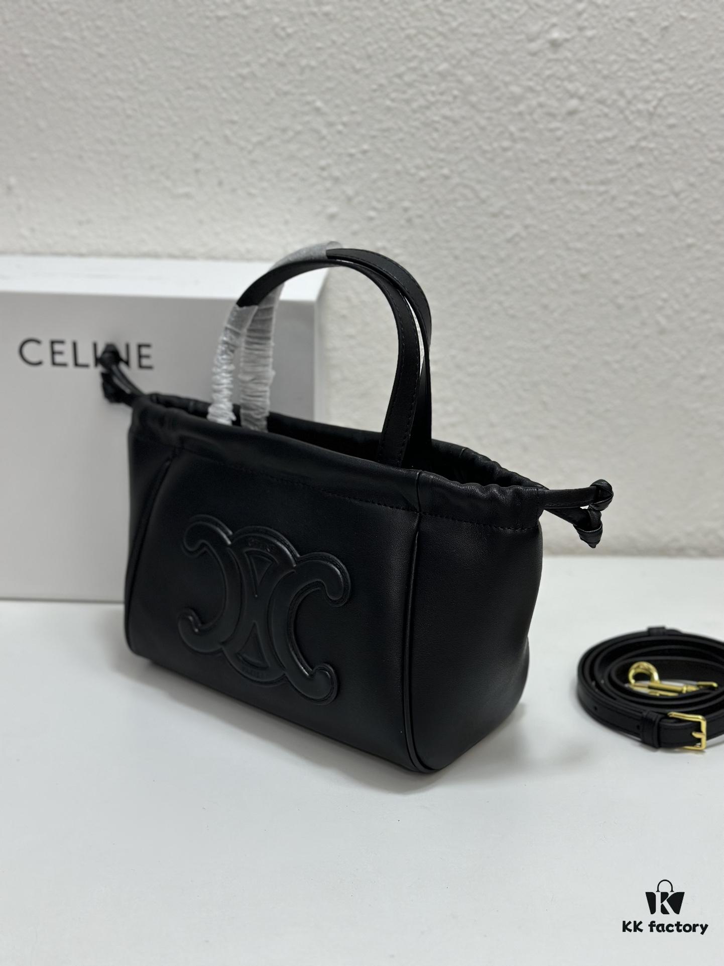 CELINE | Mini Smooth Calfskin Drawstring Tote Bag 💛 Latest MINI CUIR CABAS