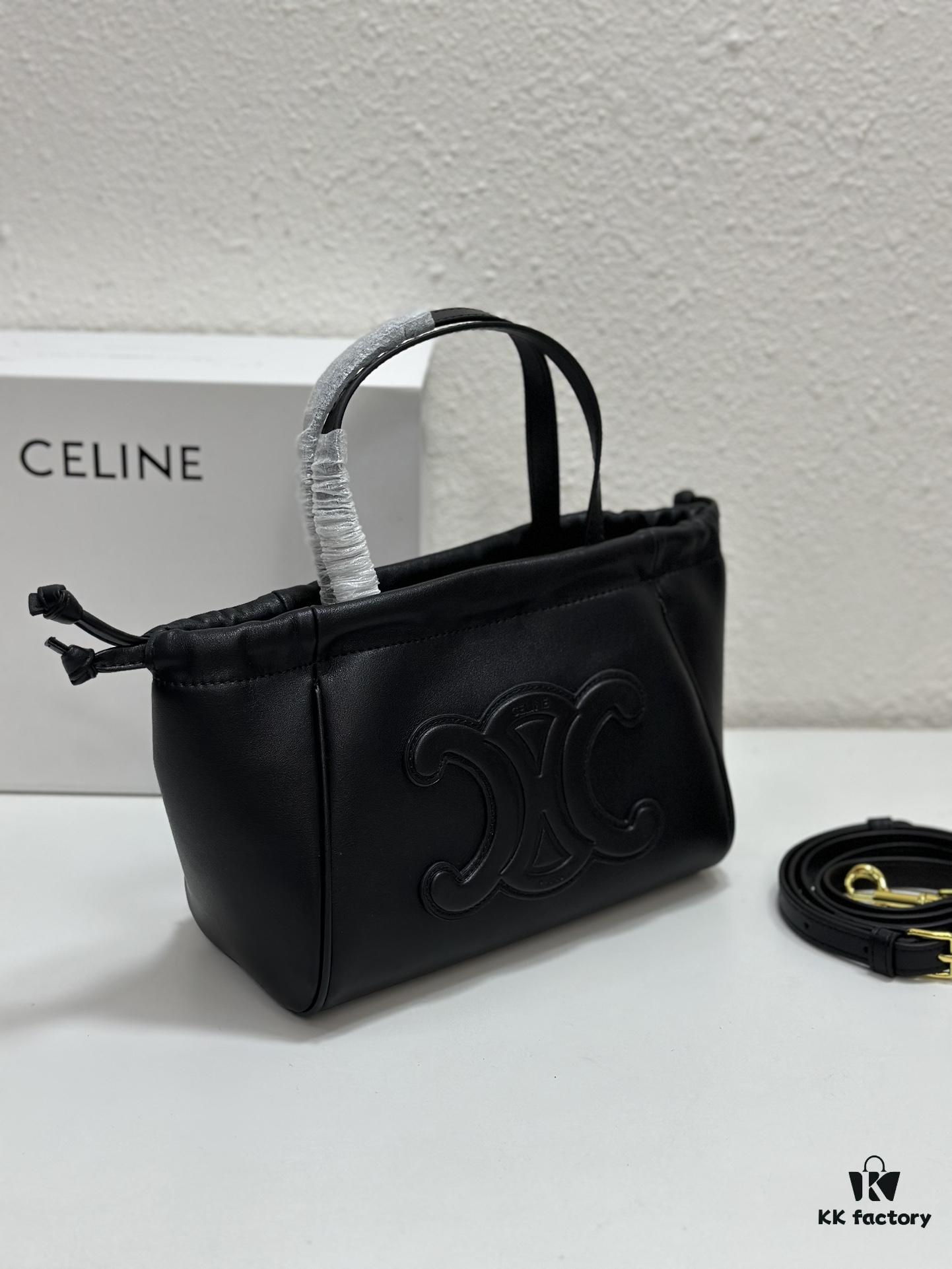 CELINE | Mini Smooth Calfskin Drawstring Tote Bag 💛 Latest MINI CUIR CABAS