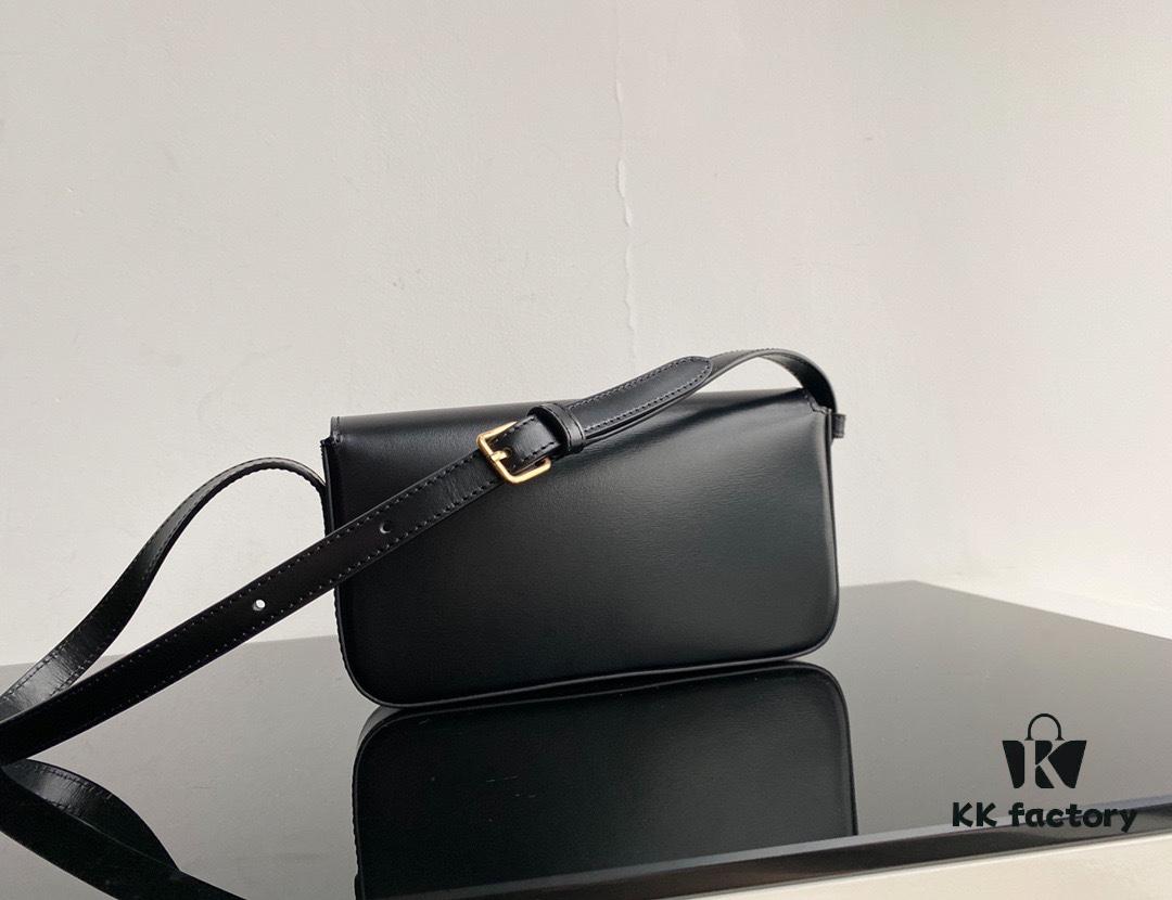 CELINE 2024 Spring/Summer New Arrival TRIOMPHE Signature Grain Calfskin Shoulder Bag, Triumph Armpit Bag with Calfskin Trim and Lambskin Lining, Flat Interior Pocket, Adjustable Leather Strap 20cm