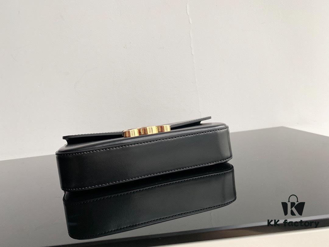 CELINE 2024 Spring/Summer New Arrival TRIOMPHE Signature Grain Calfskin Shoulder Bag, Triumph Armpit Bag with Calfskin Trim and Lambskin Lining, Flat Interior Pocket, Adjustable Leather Strap 20cm