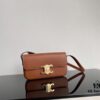 CELINE 2024 Spring/Summer New Arrival TRIOMPHE Logo Embossed Smooth Calfskin Shoulder Bag, Triomphe Armpit Bag with Cowhide Edging, Lambskin Lining, Flat Interior Pocket, Adjustable Leather Shoulder Strap (20cm Length)