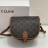 CELINE TRIOMPHE FOLCO High-Quality Saddle Bag, Arch-inspired Design, Brown Trim, Cowhide Leather, Dimensions: 18 x 16 x 10 cm