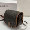 CELINE TRIOMPHE FOLCO High-Quality Saddle Bag, Arch-inspired Design, Brown Trim, Cowhide Leather, Dimensions: 18 x 16 x 10 cm