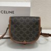 CELINE TRIOMPHE FOLCO High-Quality Saddle Bag, Arch-inspired Design, Brown Trim, Cowhide Leather, Dimensions: 18 x 16 x 10 cm