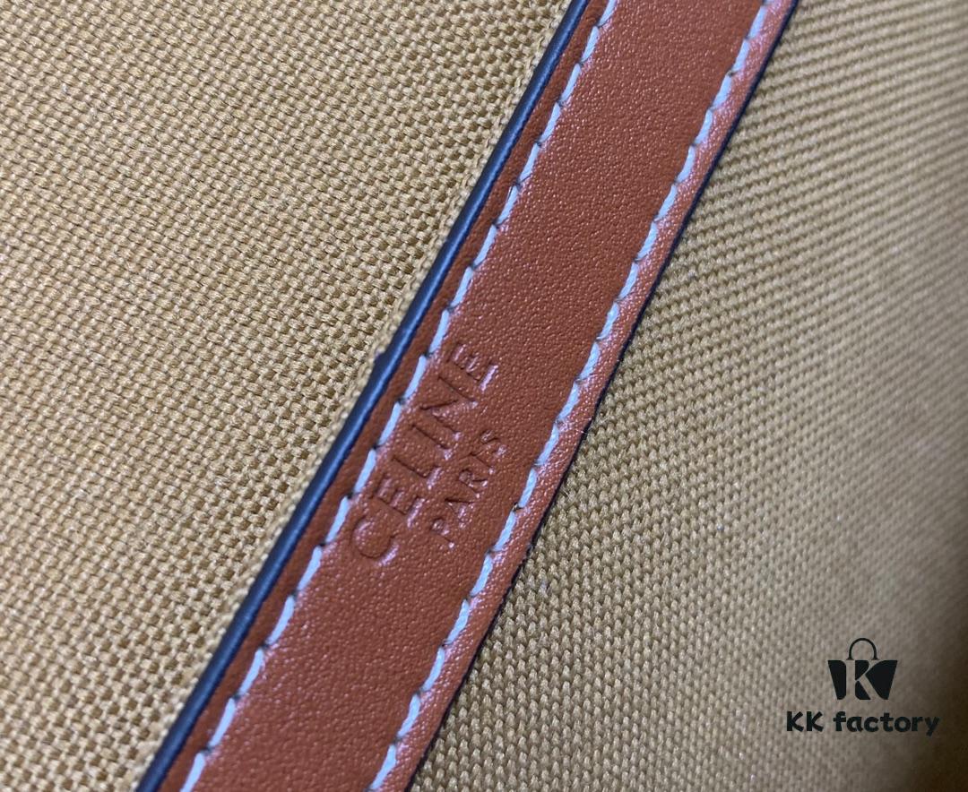 CELINE TRIOMPHE FOLCO High-Quality Saddle Bag, Arch-inspired Design, Brown Trim, Cowhide Leather, Dimensions: 18 x 16 x 10 cm