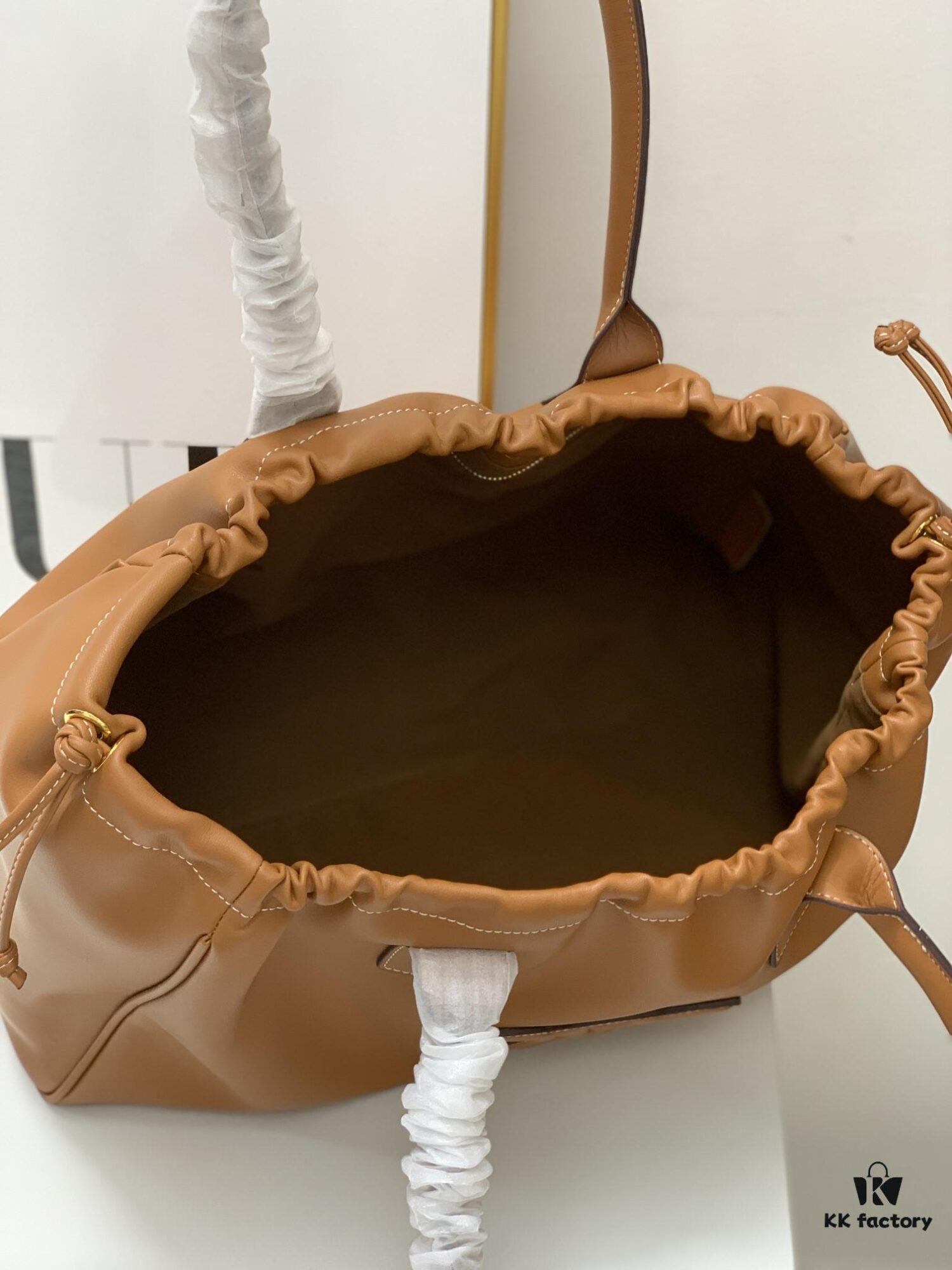 Celine New Arrival Tote Bag, Calfskin Material, Arc de Triomphe Embossed Logo, Drawstring Closure at Opening, Adjustable Size