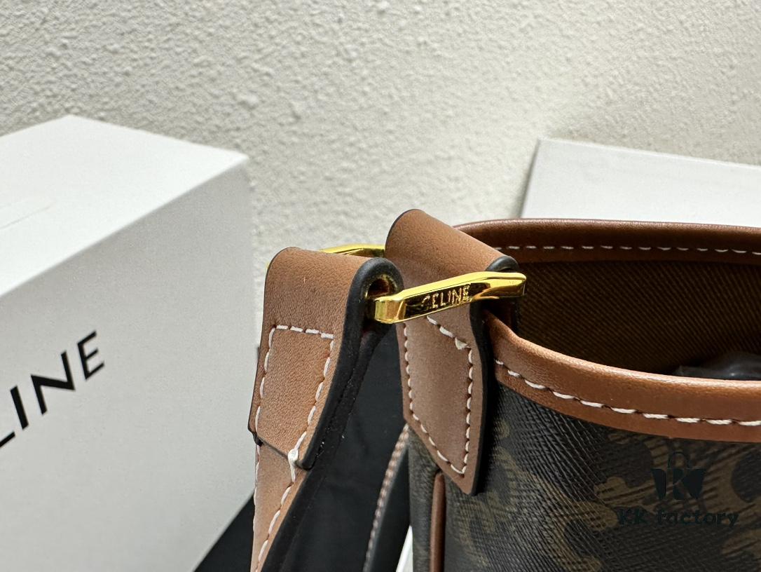 Celine Large Triomphe Canvas Nano Bucket Bag - Stylish Vintage Series with Signature Print